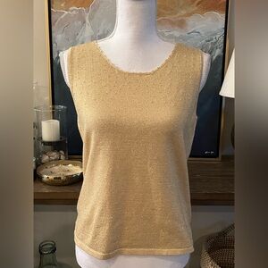 2/$20 Emma James Shimmery Gold Sleeveless Knit Sweater Top Medium M